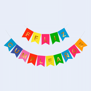 Party Love Guirnalda Happy Birthday Multicolor <b>Letters</b> Gold 16 Pcs 4M Party Banners - Product Image 3
