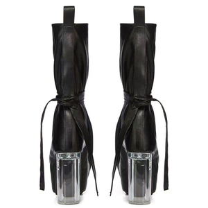 Botines de Mujer con Estilo Personalizado, Tacón Grueso de Cristal, con Cordones, Plataforma Corta y Gruesa - Product Image 3