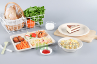 Échantillon gratuit Emballage à emporter Boîte à déjeuner Conteneur alimentaire à clapet biodégradable jetable 9*9 pouces sans PFAS