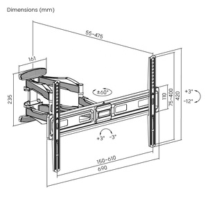 Soporte de <span class=keywords><strong>TV</strong></span> LUMI de 37 a 86 Pulgadas, Soporte de Pared para <span class=keywords><strong>TV</strong></span> con Movimiento Completo, Inclinable y Retráctil, Fabricación ODM/OEM - Product Image 6