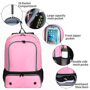 Sac à dos de tennis pour garçons et filles, sac junior pour raquettes de tennis junior, plusieurs poches avec compartiment à chaussures, bretelles rembourrées en mesh - Product Image 4