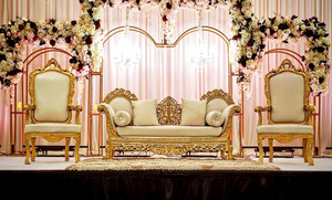 Canapé de mariage moderne pour les mariés, blanc et or, ensemble de canapés design pour mariage indien, acheter un canapé pour couple pour la décoration de mariage aux États-Unis - Product Image 2