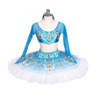 Jupe tutu de ballet classique et arabe pour filles, jupe de ventre pour femmes à changement progressif de couleur bleu, pour danse professionnelle