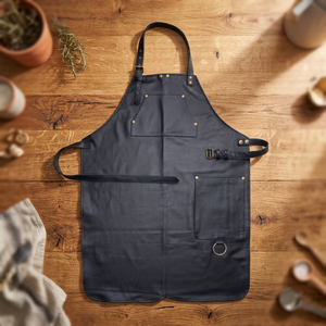 Leather <b>Bib</b> <b>Apron</b> Classic Style Durable Work <b>Apron</b> with Pockets for Cooking Use - Product Image 5
