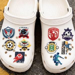 Creative Unisex <strong>Football</strong>-themed <strong>Croc</strong>-patterned PVC Shoe Buckle Decorative Fastener with <strong>CHARM</strong> Model A2-38 Garden Accessory - Product Image 1