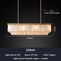 Grande suspension de luxe en albâtre restaurant bar lampe de salon lustre rond rectangulaire en marbre de haute qualité