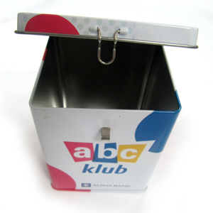 3.5x3.5x4.3 inch cấp thực phẩm kim loại hộp thiếc khóa Key Coin Ngân hàng cho sô cô la trà Snack đường sữa nhai kẹo cao su Logo thức ăn vật nuôi thủ công - Product Image 1