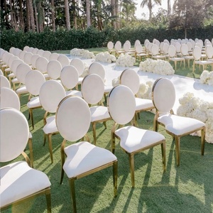 Chaise de banquet empilable en métal Louis à dossier rond pour hôtel, restaurant, <span class=keywords><strong>mariage</strong></span>, mobilier d'extérieur commercial de luxe en gros - Product Image 3