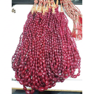 Handmade Hot Sale Dyed <b>Ruby</b> Corundum AA Grade Smooth Oval Beads 5*7mm-12*14mm <b>Necklace</b> in Wholesale Price for Jewelry Making - Product Image 1