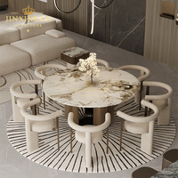 Chaise de salle à manger en velours crème sur mesure de luxe, pieds en acier inoxydable, siège rond, dossier semi-circulaire, mobilier moderne pour hôtel, villa, restaurant