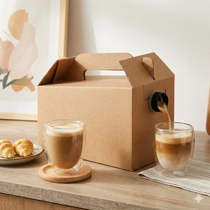 Distributeur de café en papier kraft écologique <span class=keywords><strong>à</strong></span> partir de matériaux recyclés avec poignée intégrée et <span class=keywords><strong>bec</strong></span> verseur en éponge pour le stockage en vrac de café et de boissons - Product Image 5