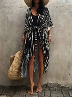 Cardigan de plage anti-UV en Spandex/Coton à imprimé léopard numérique, veste de bain pour femme