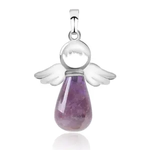 Unieke Creatieve Angel Steen Hanger Charm Zilveren Kleur Ketting Memorial Gift Voor Liefhebbers Leuke Ontwerp