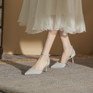 Zapatos de tacón de aguja ligeros de invierno con pedrería, de piel sintética y satén, con cordones y punta, elegantes para club o boda - Product Image 5