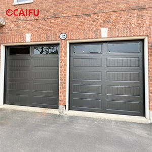 Portes de <span class=keywords><strong>garage</strong></span> modernes doubles en aluminium noir avec vitrage, portes enroulables électriques, portail mural isolé pour maisons et commerces - Product Image 2