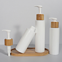 Nouveau Design 100ml 150ml Pet bouteille de Lotion en plastique cosmétiques shampoing Gel douche bouteille séparée avec couvercle en bambou