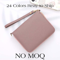 Hongbo meilleure vente noël/bureau personnalisé 24 couleurs A7 galet cuir Zippy Budget portefeuille avec bracelets/bracelet disponible