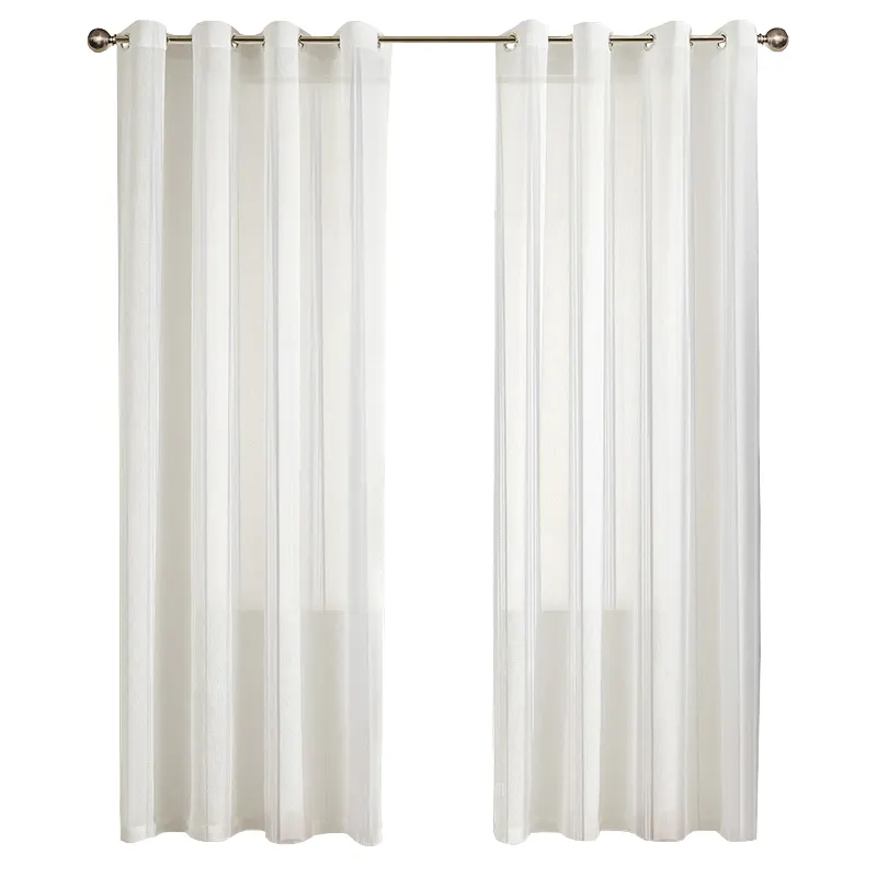Cortina de jacquard de listras brancas, venda direta de fábrica, moderna e simples, cortina vertical transparente para casa