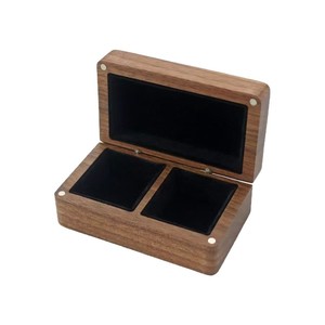 Caja de almacenamiento rectangular de madera de nogal negro con tapa y compartimentos para coleccionables y artefactos - Product Image 5