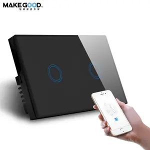 Makegood US AU Standard Two Gang Black Color Alexa voice control 240volt SAA Smart home Wall Switch Zigbee Wall light Switch