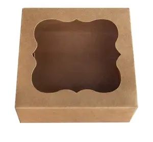 Brown Bakery Boxes with PVC Window for Pie and Cookies Boxes Small Natural Cake Packaging Gift & Craft,food & Beverage Packaging