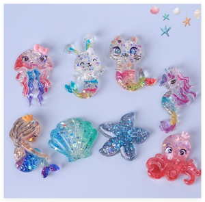 Cabujón escolar en miniatura Flatback Kawaii Slime sirena medusas caballito de mar pulpo estrella Shell resina encantos a granel Diy al por mayor - Product Image 3
