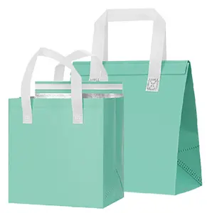Solid Color Printed Logo Aluminum Foil Cooler Bag For Takeaway Milk Tea Coffee Cake Handbag Non-Woven Fabric Bag Can Be Sealed