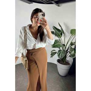 Jupe midi taille haute en Lycra pour femme avec détail boucle, coupe élastique - Product Image 3