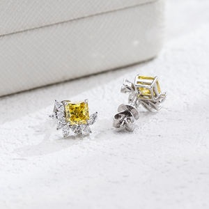 Messi <b>Jewelry</b> MSE-864 PT950 White <b>Gold</b> Diamond Earrings For Women - Product Image 6