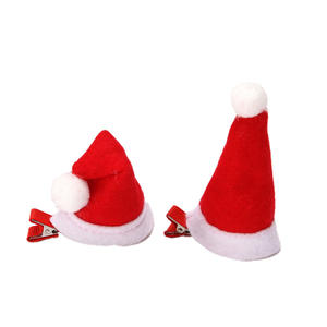 Adorable mini chapeau de père noël pinces à cheveux thème de noël épingle à cheveux rouge blanc feutre chapeau de père noël avec clip parfait pour la décoration de cheveux de fête - Product Image 1