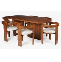 Ensemble de salle à manger extensible en bois de qualité supérieure, bois et cuir artificiel, style moderne, pour appartement, construction robuste et durable, longue durée de vie