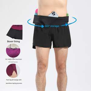 Trail Running <strong>Shorts</strong> Men's Women's Regular Fit Quick-Drying Lined Anti-Exposure Fitness Running Training Marathon Waist-Bag - Product Image 1
