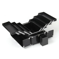 Opportunities — petit étui de rangement pour produits de beauté, petit et portable facile à transporter, sac de rangement pour cosmétiques, maquillage, en pvc rose ou noir, avec serrure et clé, bouteille de vernis à ongles