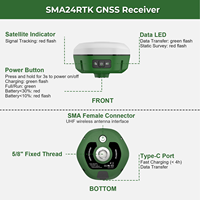 Récepteur GNSS RTK SMA24RTK 1408 canaux avec IMU pour levés topographiques et de construction, étanchéité IP67, base et mobile
