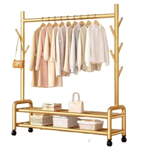 Wholesale custom rack portable floor standing metal hangers bedroom hanging clothes coat racks