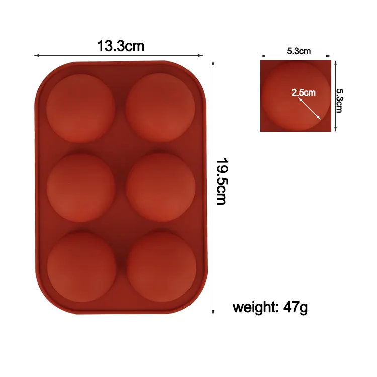 2021 custom funny 3d 6 holes ball polycarbonate silicone moldes de silicona para chocolate mold for chocolate