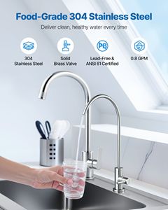 Robinet en acier inoxydable sans plomb pour eau potable, robinet d'osmose inverse, robinet en laiton massif à arche haute pour eau filtrée - Product Image 2