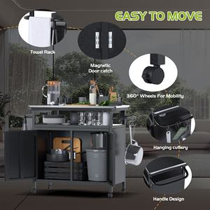 Carrito de Comida Multifuncional para Jardín, Camping y Exteriores, con Parrilla para Asar - Product Image 3