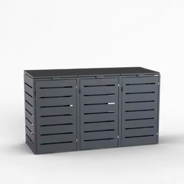 Custom Wheelie Bin Enclosure Lockable Metal Garbage Storage Shed Outdoor Waste Container for Garden Patio with Gas Struts