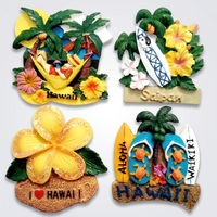 Aimant de réfrigérateur 3D en résine Kawaii Hawaï, personnalisé, motif fleur et requin, décoration magnétique, souvenirs personnalisés, cadeaux