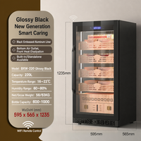 Humidor à cigares électrique intelligent 220L, armoire réfrigérante à température et humidité constantes avec étagères en cèdre espagnol pour 1000-1200 cigares