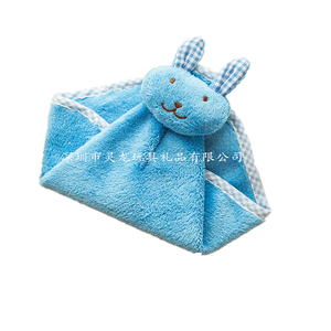 Manta para dormir infantil personalizada, edredón de felpa de conejo azul, Animal de dibujos animados, conejo de peluche, toalla de Saliva - Product Image 3