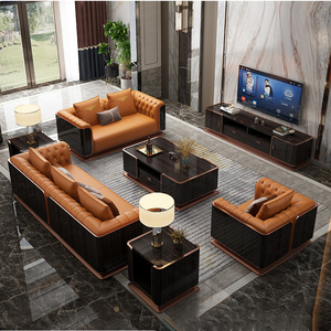 Ensemble de canapés <span class=keywords><strong>Chesterfield</strong></span> 1 + 2 + 3 places en cuir pour le mobilier du salon - Product Image 1