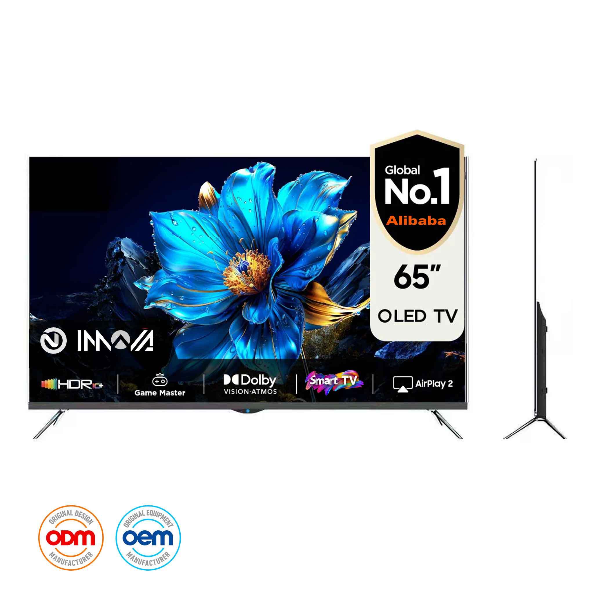 Premium 65-Inch <strong>4K</strong> <strong>OLED</strong> Smart Television Frameless Design <strong>LED</strong> Backlight Voice Control Wireless Screen Mirroring for Home Theater