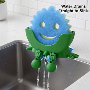 Support de rangement multifonctionnel moderne en plastique pour <span class=keywords><strong>éponge</strong></span> de cuisine, non pliable, avec égouttoir - Product Image 5