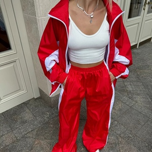 Conjunto Deportivo de 2 Piezas para Mujer, Estilo Casual, Holgado, con Bloques de Color, Chaqueta con Cierre y Mangas Largas, Pantalones Largos, a la Moda - Product Image 5