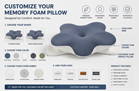 Oreiller de voyage OEM personnalisé en forme de papillon, en mousse à mémoire de forme, avec housse en polyester matelassée, amovible et lavable, pour un soutien ergonomique du cou et le soulagement des douleurs cervicales