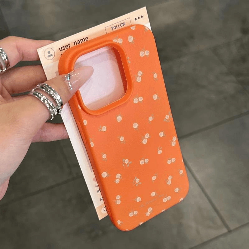 All-over floral print [Orange Lychee Texture]