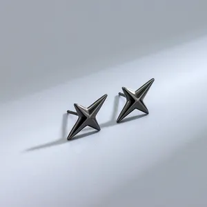 Pendientes minimalistas delicados de Plata de Ley 925 con Estrellas Negras, joyería con cierre de tuerca, para mujeres y hombres