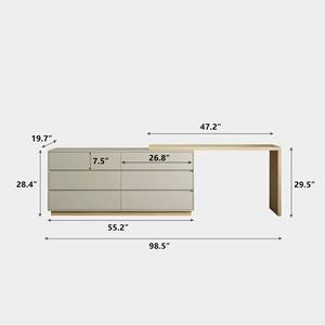 <span class=keywords><strong>Miroir</strong></span> de toilette élégant en forme de L pour adultes avec rangement, <span class=keywords><strong>grand</strong></span> meuble de coiffeuse pour salle de maquillage - Product Image 5